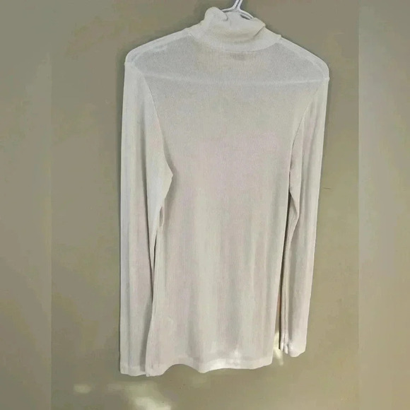 [L] Wilfred white Turtle  Neck Stretchy LS Modal Sweater - Picture 5 of 9